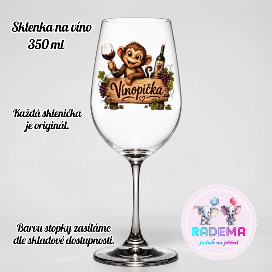 Sklenice na víno - Opice - Vínopička