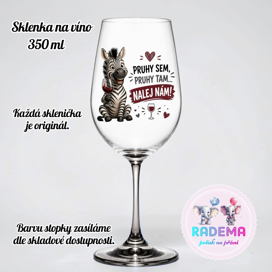 Sklenice na víno - Zebra -Pruhy sem, pruhy tam..