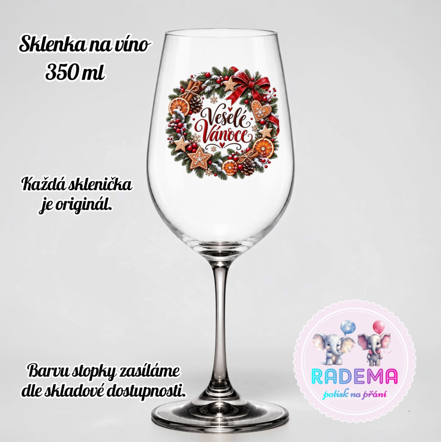 Sklenice na víno - Vánoce - Veselé Vánoce