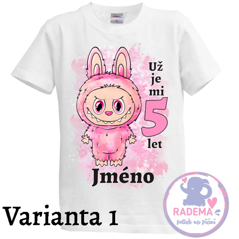 Narozeninové tričko Labubu růžový