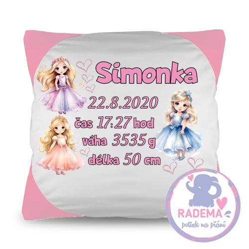 Polštář k narození miminka - holka (princezny)
