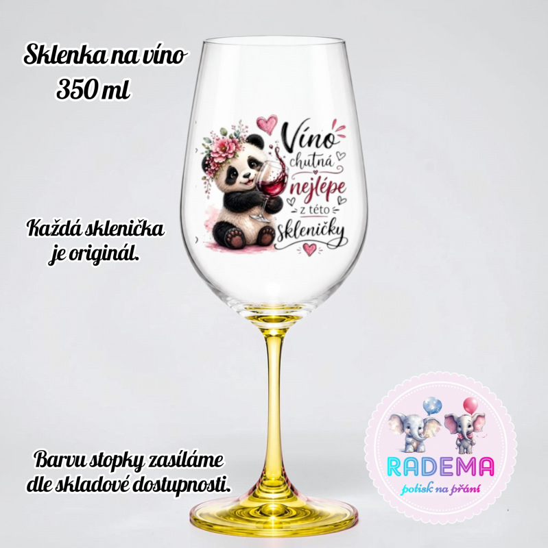 Sklenice na víno - Panda - Víno chutná nejlépe z této skleničky