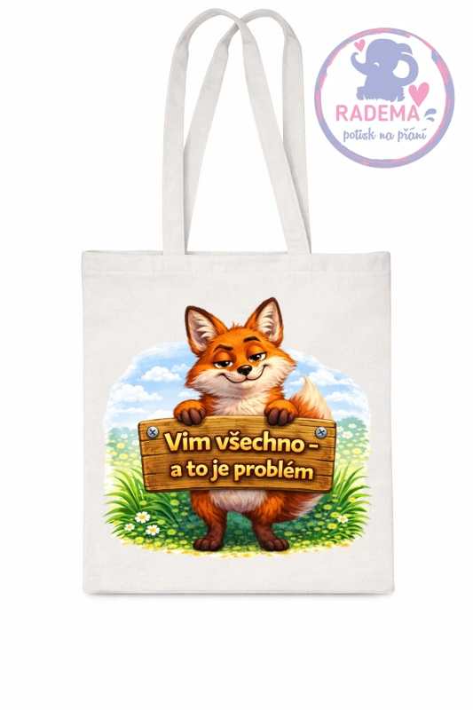 Plátěná taška - Liška - Vím všechno a to je problém