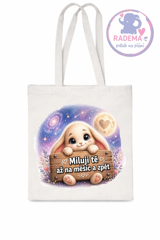 Plátěná taška - Králík - Miluji tě až na měsíc a zpět