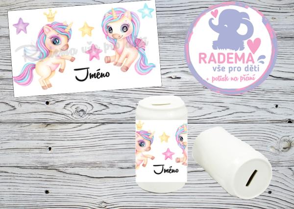 Pokladnička na přání - Unicorn - jednorožec