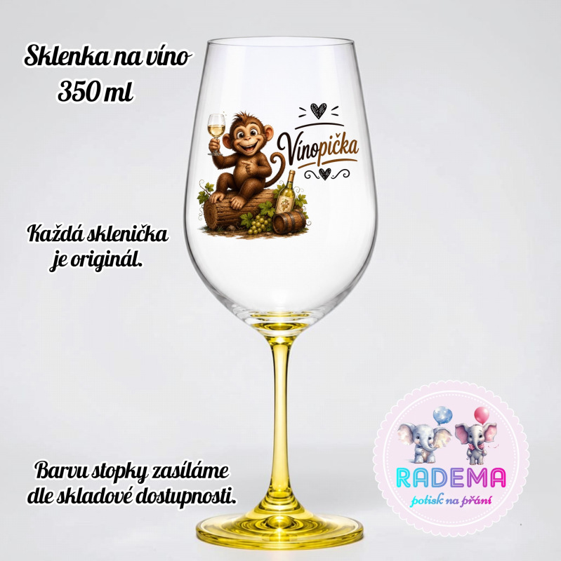 Sklenice na víno - Opice - Vínopička II.