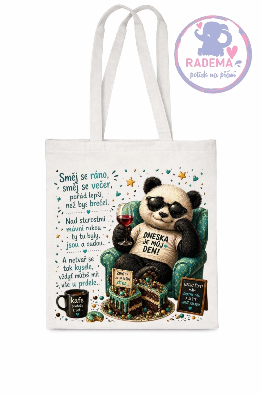 Plátěná taška - Panda - Směj se ráno, směj se večer...