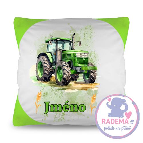 Polštář na přání Farma - Traktor zelený