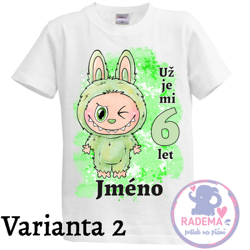 Narozeninové tričko Labubu zelený 1