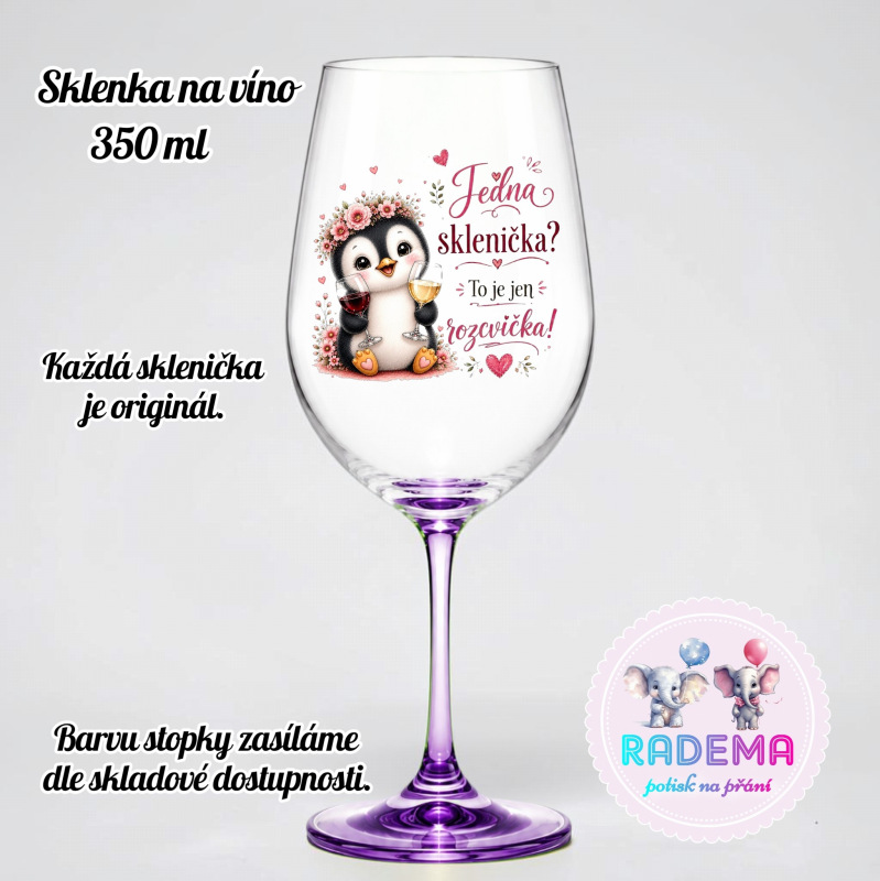 Sklenice na víno - Tučňák - Jedna sklenička? To je jen rozcvička!