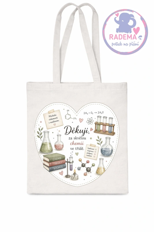 Plátěná taška - Děkuji - Chemie - škola