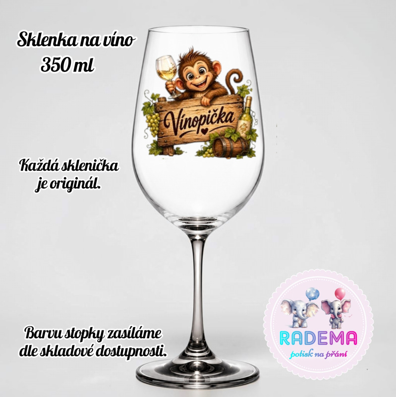 Sklenice na víno - Opice - Vínopička II.