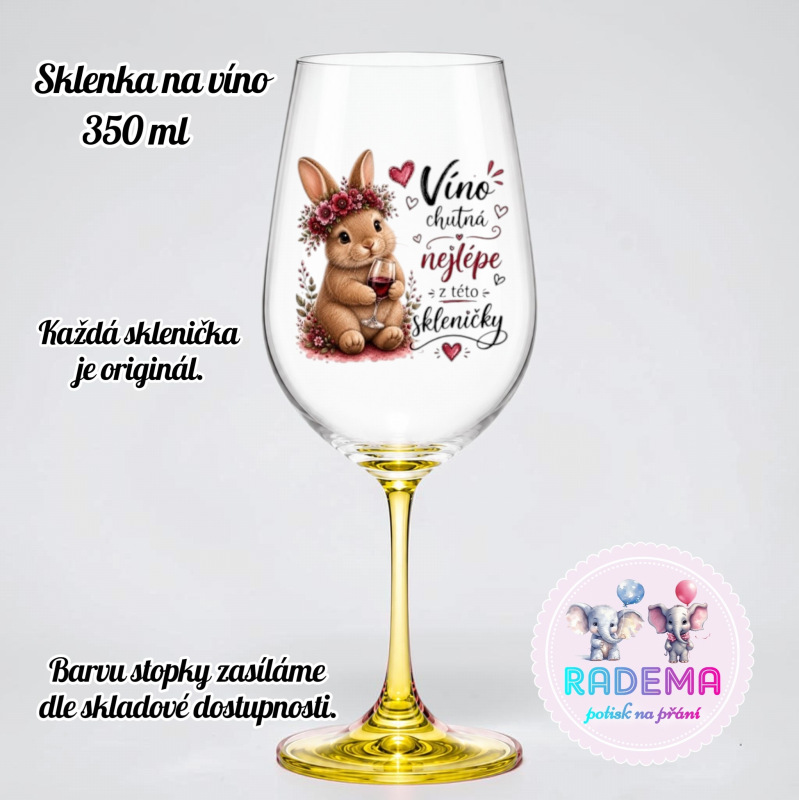 Sklenice na víno - Zajíc - Víno chutná nejlépe z této skleničky