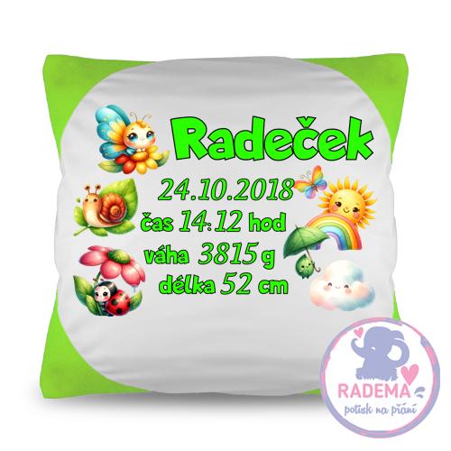 Polštář k narození miminka - kluk (příroda)