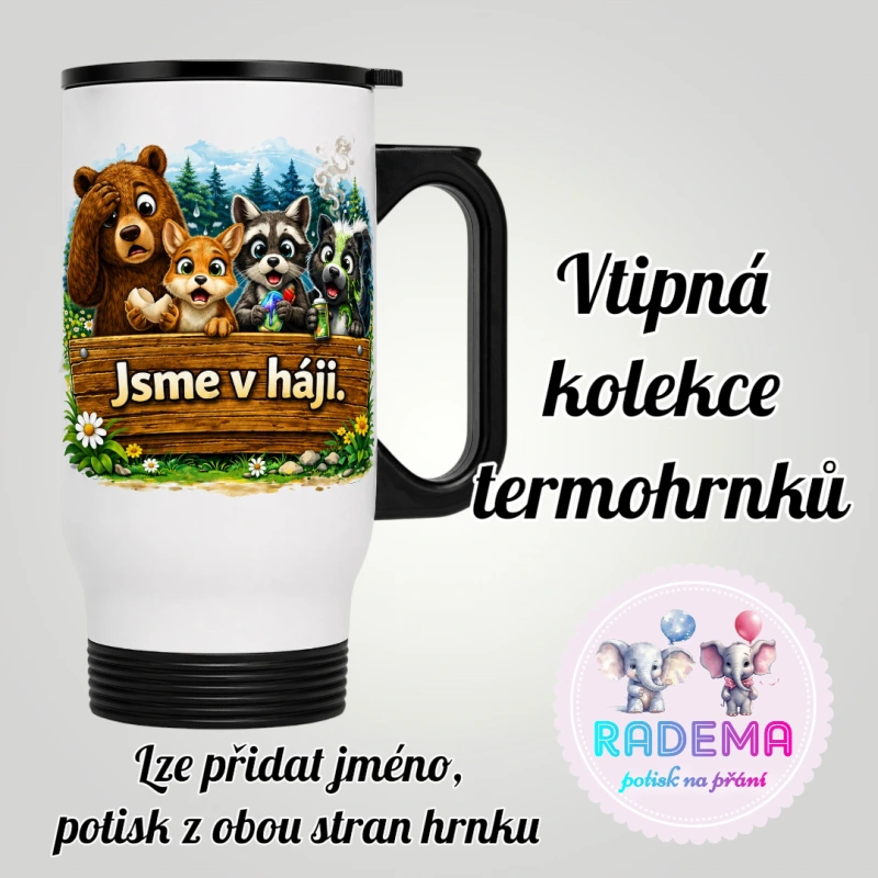 Cestovní termohrnek Vtípek - Lesní zvířata - Jsme v háji
