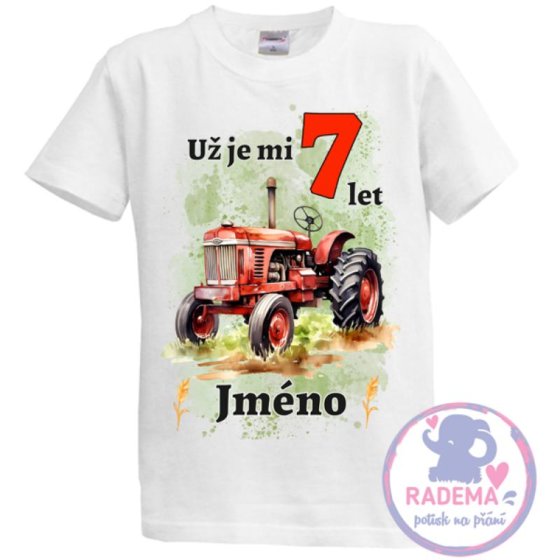 Narozeninové tričko Farma - Traktor červený
