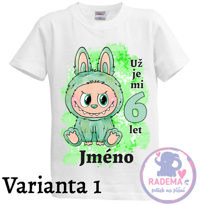 Narozeninové tričko Labubu zelený
