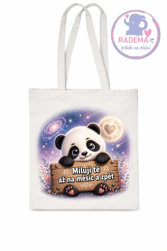 Plátěná taška - Panda - Miluji tě až na měsíc a zpět