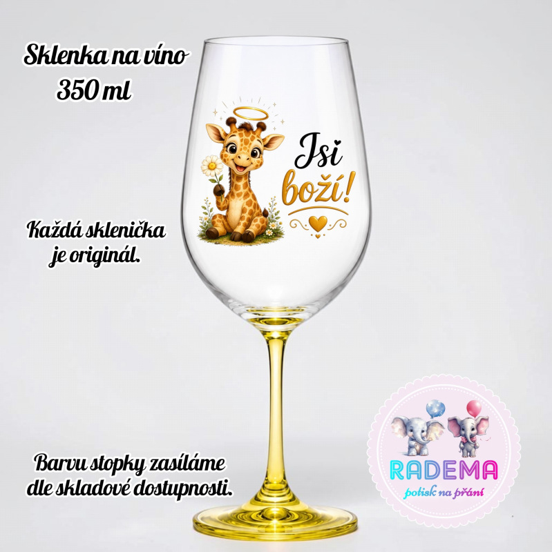 Sklenice na víno - Žirafa - Jsi boží!