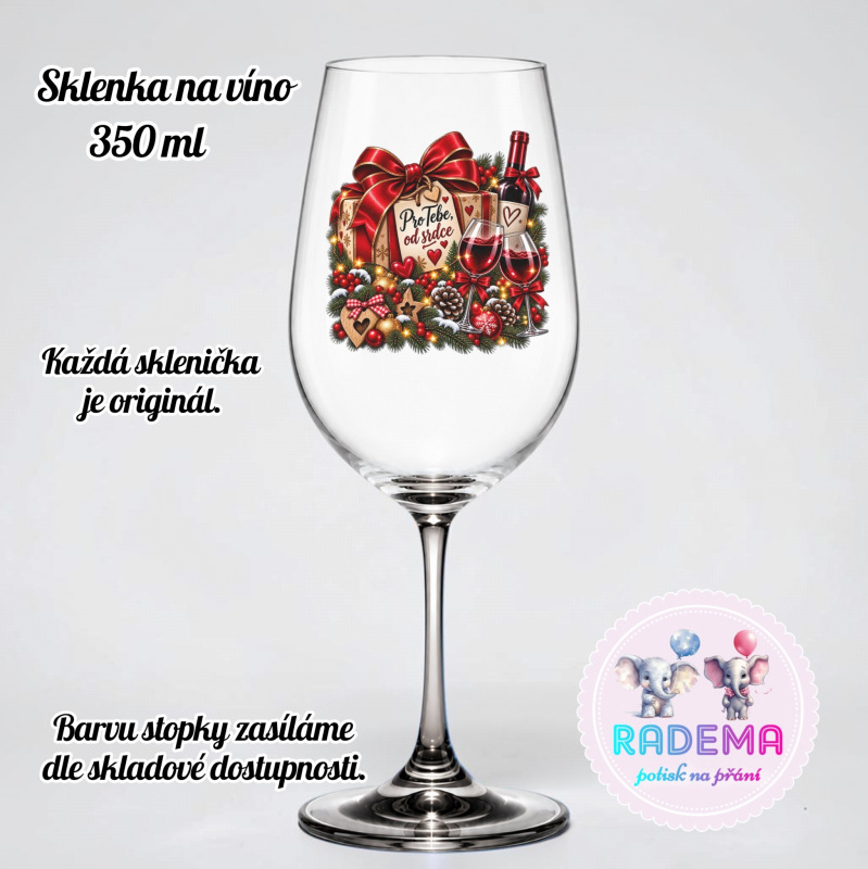 Sklenice na víno - Vánoce - Pro Tebe od srdce