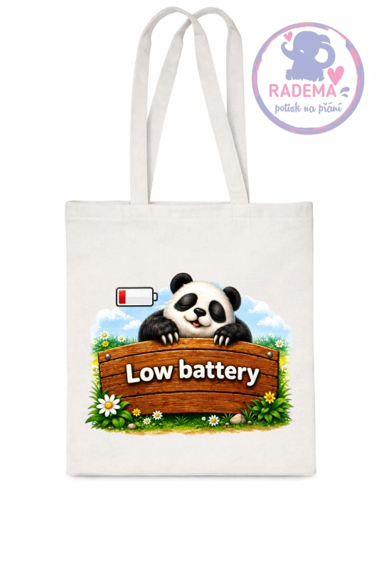 Plátěná taška - Panda - Low battery