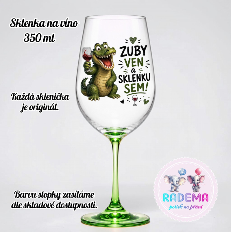 Sklenice na víno - Krokodýl - Zuby ven, sklenku sem