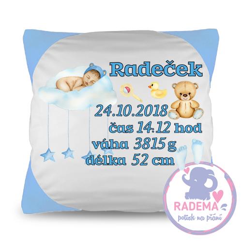 Polštář k narození miminka - kluk