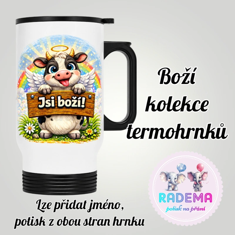 Cestovní termohrnek Jsi boží - Kráva