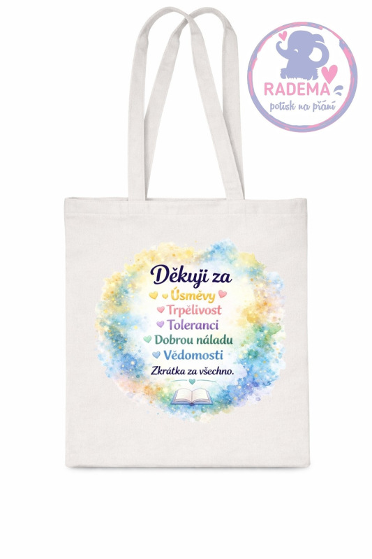 Plátěná taška - Děkuji za všechno - škola / školka