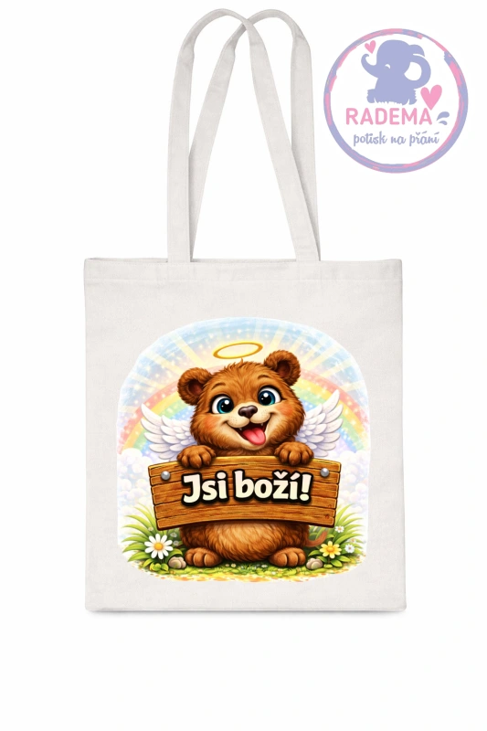 Plátěná taška - Medvěd - Jsi boží