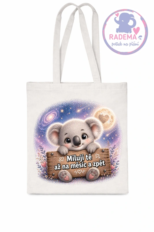 Plátěná taška - Koala - Miluji tě až na měsíc a zpět