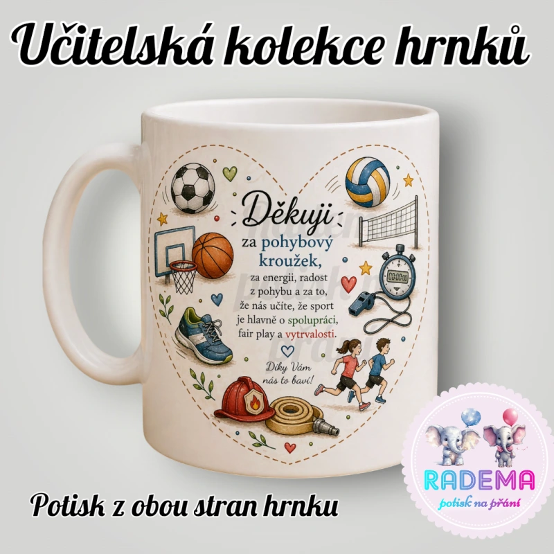 Hrnek Děkuji - Pohybový kroužek - škola / školka