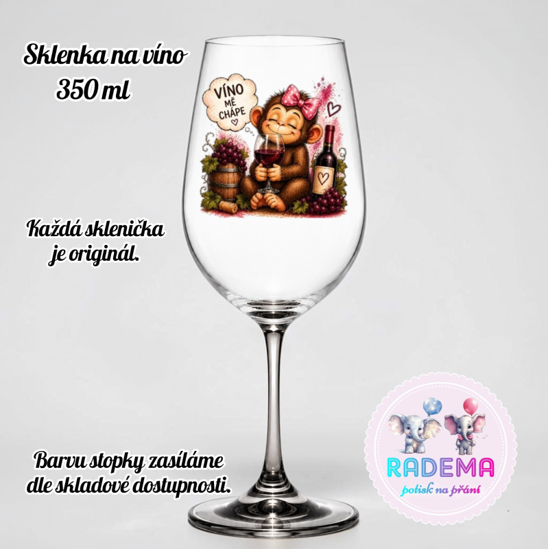 Sklenice na víno - Opice - Víno mě chápe