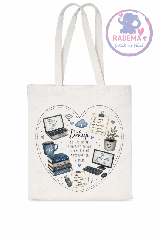 Plátěná taška - Děkuji - Informatika - škola