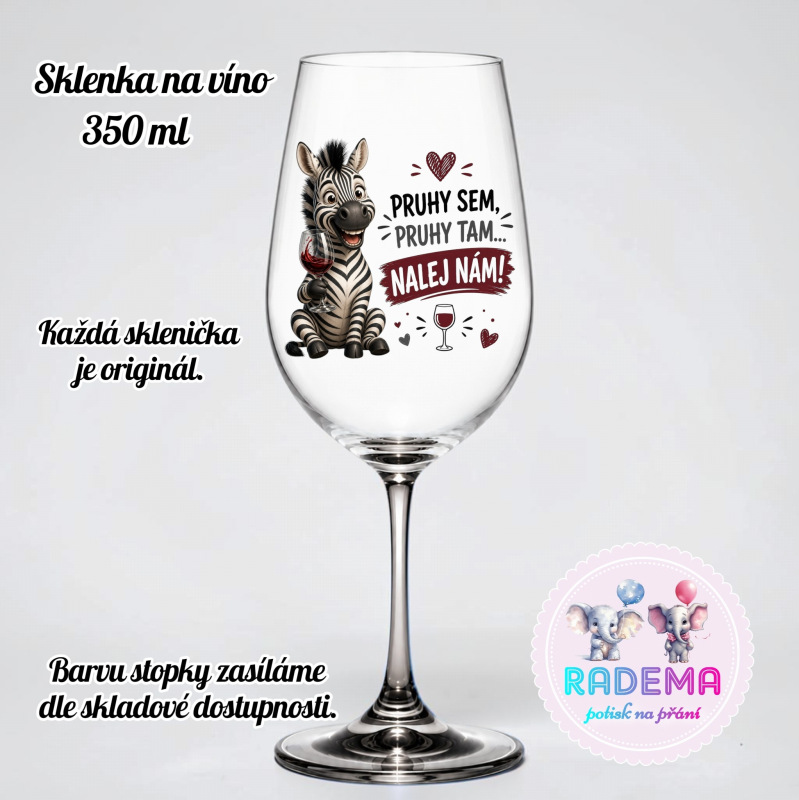 Sklenice na víno - Zebra -Pruhy sem, pruhy tam..