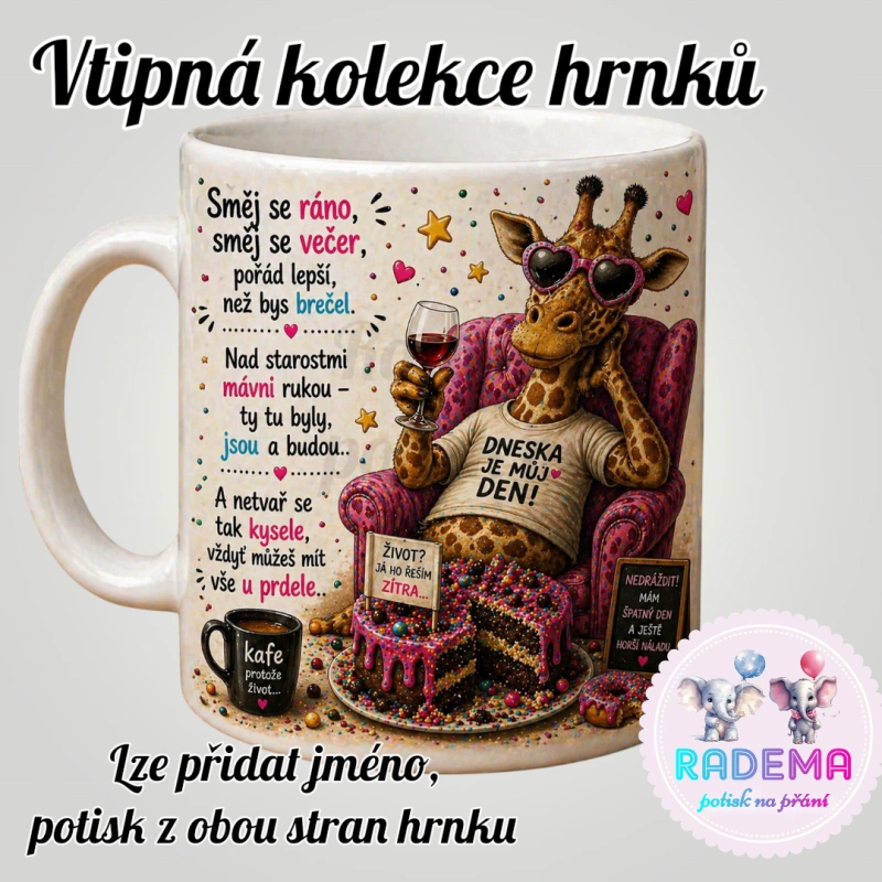 Hrnek vtípek - Žirafa - Směj se ráno, směj se večer