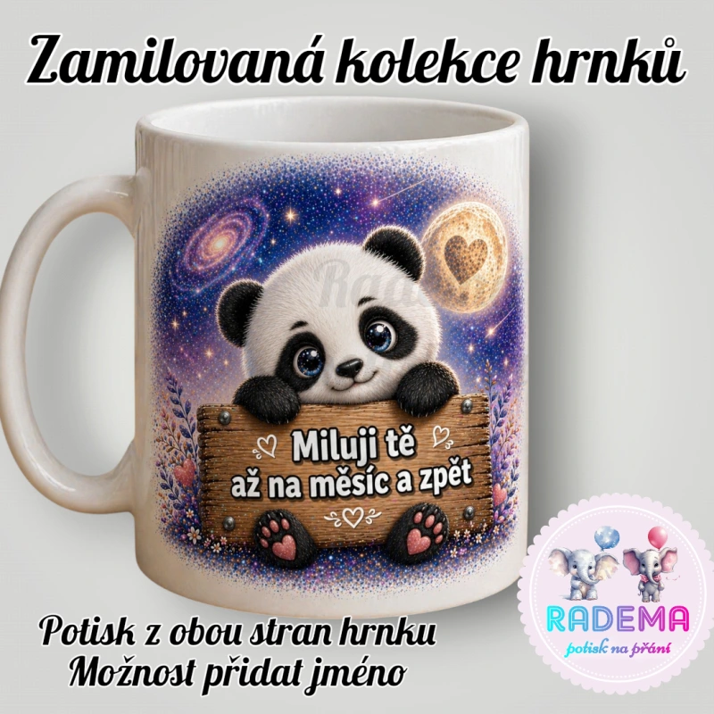 Hrnek Valentýn - Panda - Miluji tě až na měsíc a zpět