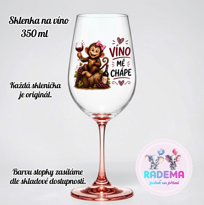 Sklenice na víno - Opice - Víno mě chápe