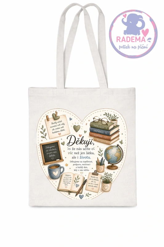 Plátěná taška - Děkuji -obecné - škola / školka