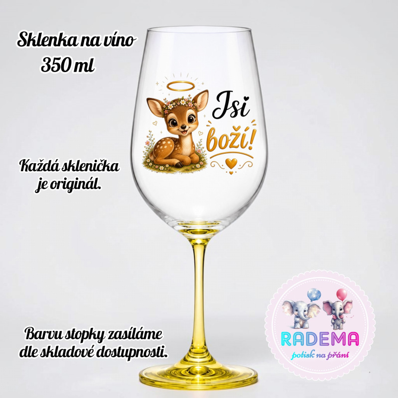 Sklenice na víno - Srnka - Jsi boží!
