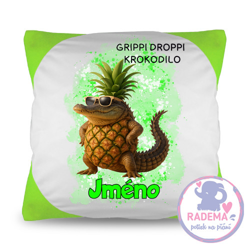 Polštář na přání Italian Brainrot Grippi Droppi Krokodilo