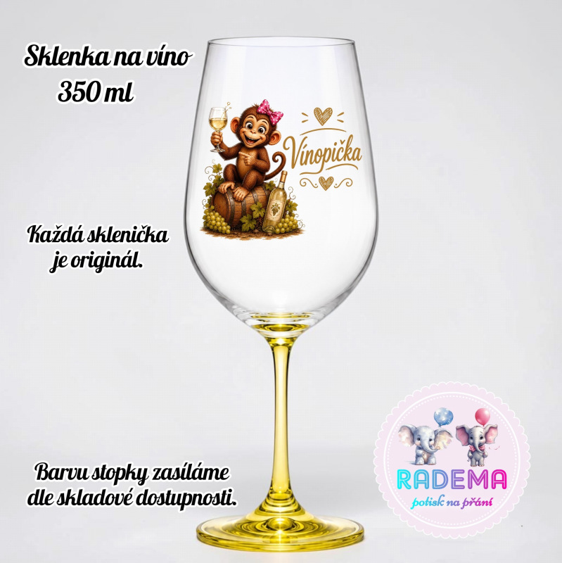 Sklenice na víno - Opice - Vínopička III.
