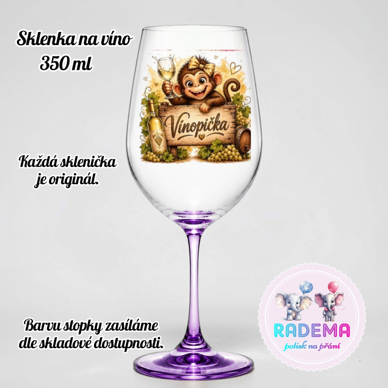 Sklenice na víno - Opice - Vínopička III.