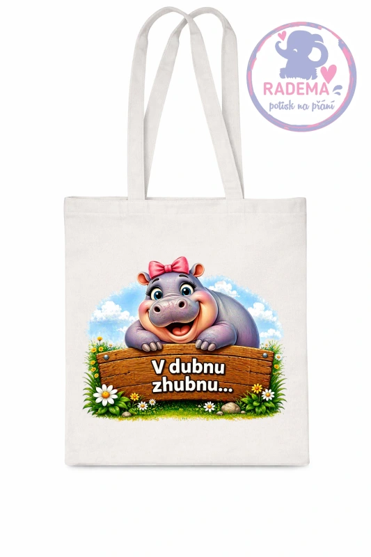 Plátěná taška - Hroch - V dubnu zhubnu