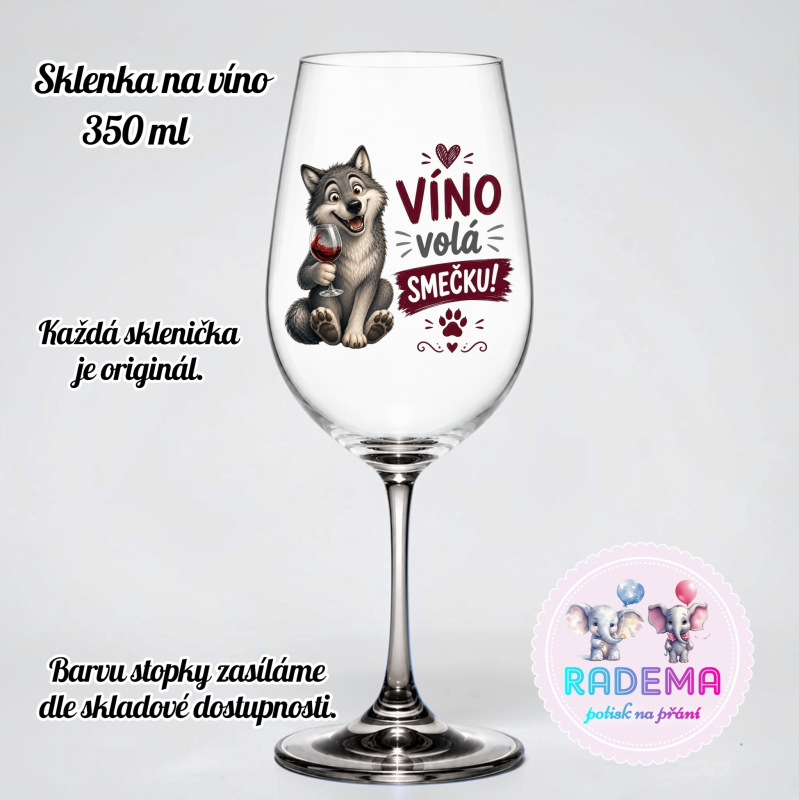 Sklenice na víno - Vlk - Víno volá smečku