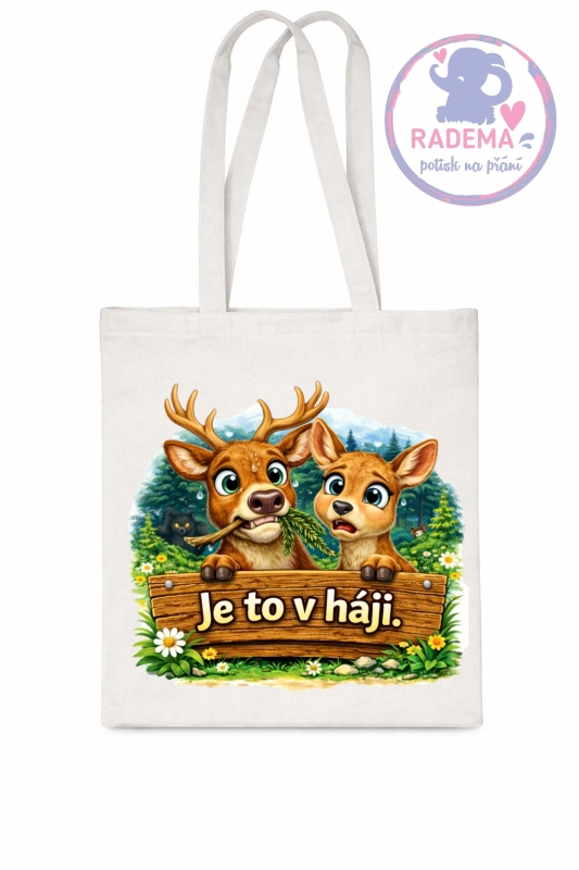 Plátěná taška - Jelen a srnka - Je to v háji
