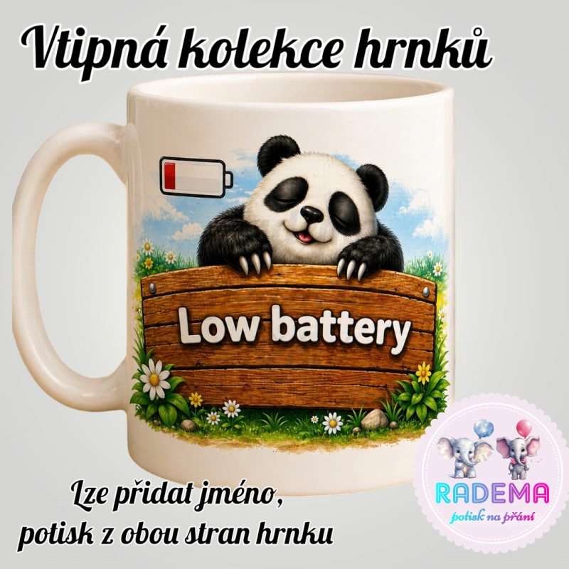 Hrnek vtípek - Panda - Low battery