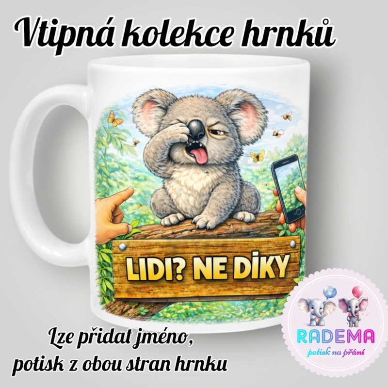 Hrnek vtípek - Koala - Lidi ne díky