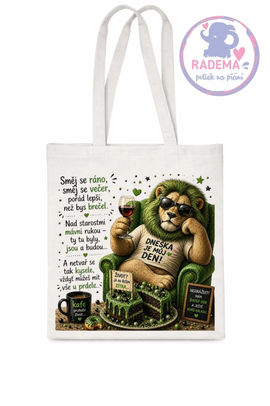 Plátěná taška - Lev - Směj se ráno, směj se večer...