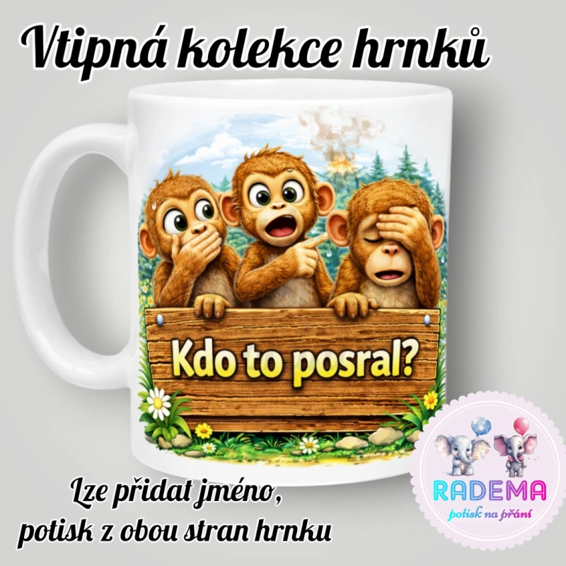 Hrnek vtípek - Opice - Kdo to posral
